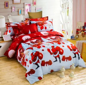 Full Size Merry Christmas Santa Claus Printed Three Piece Bedding Set Microfiber Bed Sheet Set 3D Bedding Set