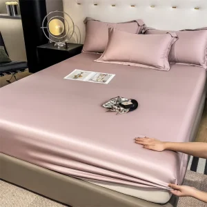 Full Size Pink 100% Long Staple Cotton Waterproof Jacquard Fitted Sheet for Hotel Use
