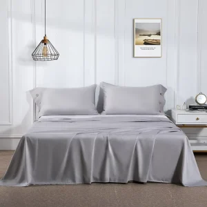 Full Size Solid Color 3Pcs Bedding Set Sweat Absorbing Breathable Bed Sheet Pillowcases Soft 100% Egyptian Cotton Flat Sheet