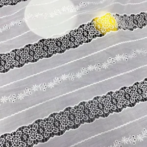 Full Width Embroidery with Hollowed Out Lace Design Embroidered Wave Chiffon Fabric Home Decoration Clothing Accessories