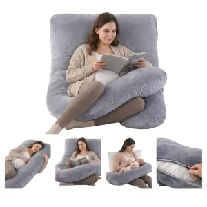 G Shape Pregnancy Pillow Full Body Maternity Pillow for Side Sleeping Back Belly Support with Removable Washable Cover