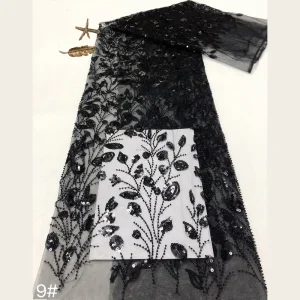 G2392 Sheer Heavy Vertical Rose Floral Embroidered Sequined Tulle Lace Fabric 10 Colors for Wedding Dresses Evening Gowns Girls