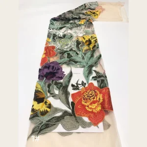 G2817 Sheer Vintage Oil Painting Floral Embroidered Tulle Lace Fabric for Girls Cheongsam Evening Dresses Wedding Gowns