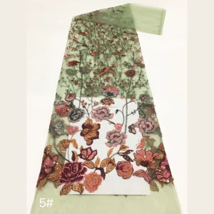 G3024 Eco Friendly Floral Sequin Embroidered Tulle Lace Fabric 8 Colors Very Lightweight for Wedding Dresses & Cheongsam Girls