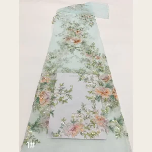 G3375 Watercolor Floral Sequin Beaded Embroidered Woven Metallic Chiffon Fabric 8 Colors for Wedding Dresses Evening Gowns