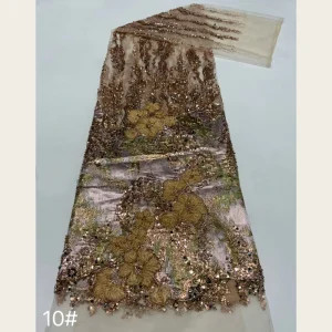 G3918 Eco Friendly Heavy Gradient Beaded 3D Floral Tulle Lace Fabric 10 Colors for Evening Gowns Bridal Wear Accessories