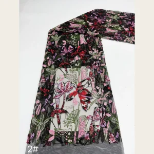 G4028 Eco Friendly Woven Heavy Forest Floral Sequined Embroidered Brocade Fabric 4 Colors for Wedding Dresses Evening Gowns