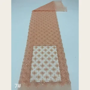 G4109 Full-width European Lattice Heavy Beaded Lace Fabric With Sequins Tulle Lace for Wedding Dress Evening Gown