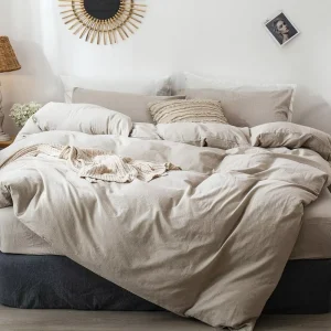GOTS Biodegradable Custom Size Linen Bedding Pure Flax Linen Duvet Cover Set Stone Washed 100% French Linen Bedding Sheet Set