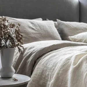 GOTS Ultra Soft Luxury Home Hotel 100% French Linen Duvet Cover 4 Piece Stone Washed 100% French Linen Bed Sheet Set