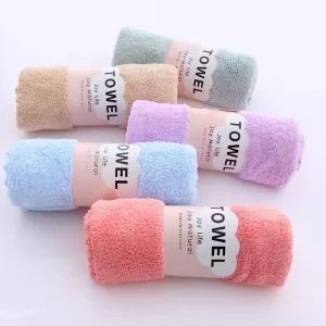 Gaomi Coral Fleece Edge Trimming High Density Highly Absorbent Soft Lint Free Solid Gift Face Towels Handkerchiefs