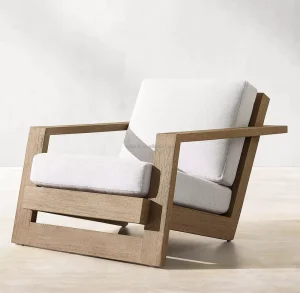 Garden Patio Furniture Thickness Cushions Exotic Design Water resistant Outdoor Seating Crafted in Solid Teak Lounge Chair