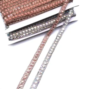 Garment Accessories Decorative Trimming Gel Back Crystal Red Glass Rhinestone Trimming Iron on Carnival Trim