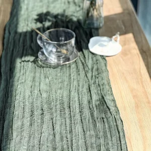 Gauze Cheesecloth Runner Christmas Tablecloth Cotton Like Polyester Custom Color Wedding Green Fabric Table Runner