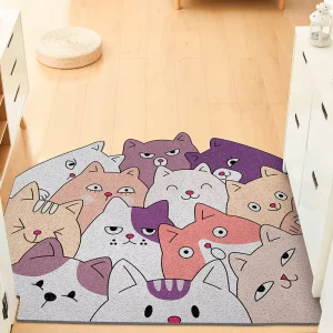 Geometric Abstraction Patterned Loop Weave Rectangle Indoor Door Mat PVC Entry Mat Porch Mat Foot Mat Dust Removal