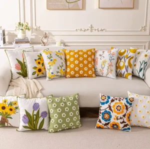 Geometric Embroidery Luxury Throw Pillows for Stylish Living Room Home Decor Eco Friendly