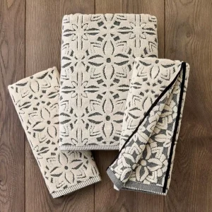 Geometric Floral Print Cotton Bath Towels Soft Absorbent Bathroom Towels for Daily Use Spa Hotel Custom Logo Options