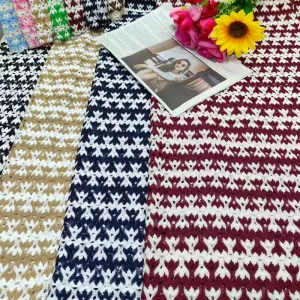Geometric Knitting Fabric Polyester Knitted Crochet Fabric for Dress Clothing Making