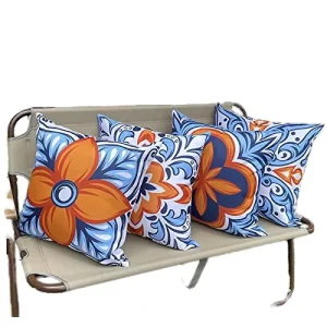 Geometric Printed Waterproof Cushion Cover Outdoor Decorative Patio Waterproof Pillowcase Throw Pillow Covers Blue