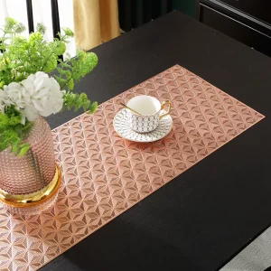 Geometric Star Textured PVC Table Runner Rectangular Table Decor Mat for Islamic Ramadan Eid Home Dining Hotel