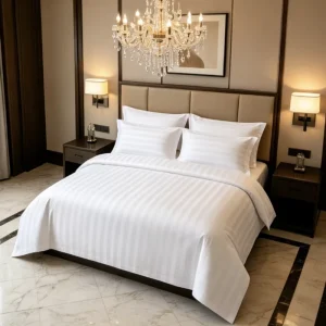 Geometric Woven Stripe Luxury Customized Wedding 4-Piece Bedding Set 100% Egyptian Cotton Fitted Sheet Pillowcase Duvet Cover