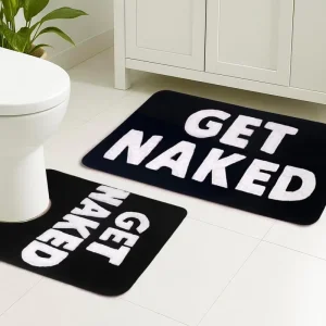 Get Naked Microfiber Bath Mat Sets and U Shaped Contour Rug Machine Washable Non Slip Bath Rug 24″ X 16″ + U Shape 24″ X 20″
