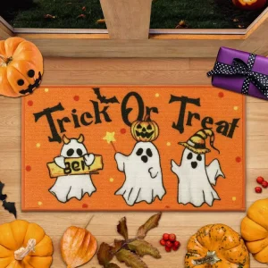Ghost Halloween Tufted Modern Decorative Door Mat Indoor Spooky Front Welcome Mat Non Slip Washable Entryway Rugs