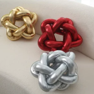 Gilded Five Pointed Star Knotted Throw Pillow Nordic Bedroom Plush Cushion Living Room Decoration Sofa Cushion Throw Pillow