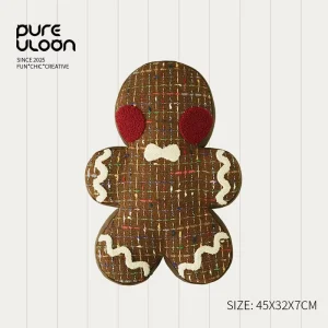 Gingerbread Man Merry Christmas Doll Embroidered Xmas Throw Pillow Living Room Home Decor Hotel Supplies