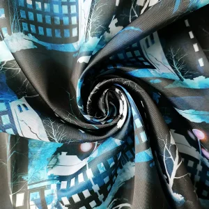 Girls Blue Tone Night Urban Prints Twill 100% Polyester Medium Weight Quick-Dry Interlining Lining Fabric