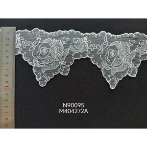 Girls Fine Narrow Stripe Embroidered Sheer Knitted Mesh Fabric 100% Polyester Decorative Dresses Home Textile