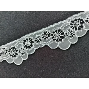 Girls Knitted Narrow Stripe Embroidered 100% Polyester Sheer Lace Mesh Fabric Dress Lingerie Dancewear Apparel Decoration
