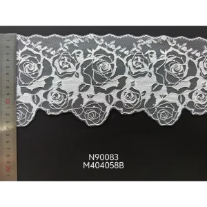 Girls Narrow Stripe Lace Embroidery Sheer Fabric 100% Polyester Knitted Mesh Material Apparel Dress Decoration