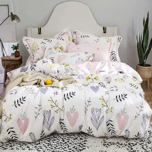 Girls Twin Floral Boho Aesthetic Premium Cotton Bedding Set Teens Kids 200TC Machine Washable Hotel Use Customizable