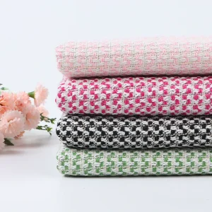 Girls Woven Bright Silk Coarse Woolen Tweed Fabric Voile Fabric with Weft Knitted Type for Clothing