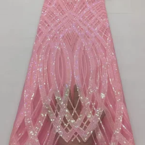 Glitter Iridescent Sequins Embroidery Mesh Lace Fabric for Women’s Evening Dress, Bridal Dress, Stage Costume