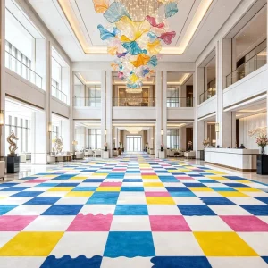 Global Distributor Polyester Lobby Broadloom Carpet Fireproof Sound Absorb Custom Art Free Sample for Commercial Hotel Projects