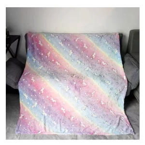 Glow in the Dark Unicorn Throw Blanket Modern Knitted Flannel Fuzzy Birthday Halloween Gift for Girls 50×60 All Seasons
