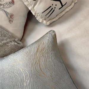 Gold Blue Metallic Jacquard Cushion Cover Luxury High Quality Stripe Pattern Throw Pillows