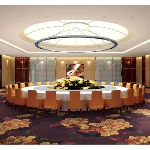 Gold Blue Printed Fireproof Banquet Room Wedding Hall Theatre Hotel Wool Wall to Wall Luxury Carpet