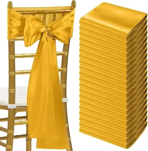 Gold Chair Sashes Satin Chair Sashes Bows for Wedding Reception Restaurant Banquet Party Hotel Event Decorations