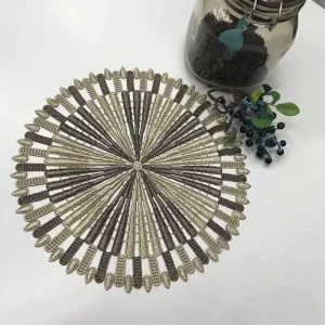 Gold Crochet Lace Place Mats Charger Plates Vintage Lace Doilies Round Coasters for Rustic Table Decor Weddings Cup Vase