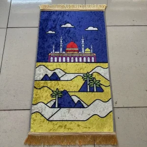 Gold Diamond Velvet Polyester 10mm Thick Washable Modern Simple Self Selected Pattern Rectangle Prayer Mat Children’s Printed