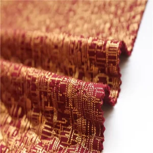 Gold Foil Print Fabric Jacquard Elastic Scuba Fabric for Jacket