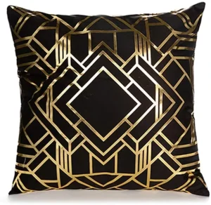 Gold Foil Printed Decorative Sofa Chair Floor Throw Pillow Case Cushion Black Gold Foil Printed Cushion