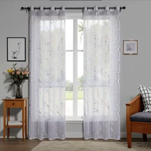 Gold Foil Stamping Curtains Lace Sheer Panels for Window Decorations Wedding Voile Valance Tulle for Patio Door