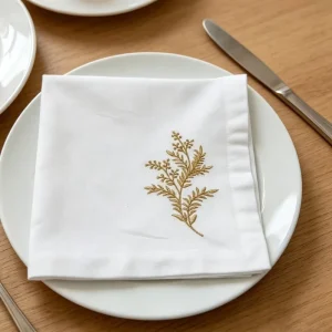 Gold Leaf Napkin Table Mat French Linen Cotton Square Napkin Embroidered Hotel Restaurant Commercial Western Food Tea