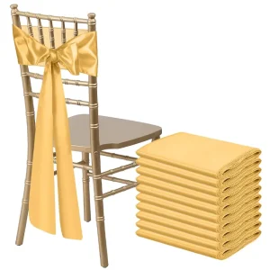 Gold Satin Chair Bow Sashes Elastic Spandex Wedding Chair Knot Ribbon Party Hotel Banquet Supplies Home Decorations