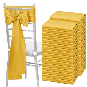 Gold Satin Chair Sashes Bows Universal Chair Cover for Wedding Reception Restaurant Event Decoration Banquet Party Hotel Event