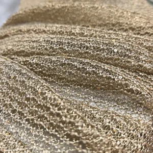 Gold Silver Thread Mesh Hollow-out Sequin Fabric Soft Stretchy Metallic Women’s Costume Stage Use Beaded Fabric